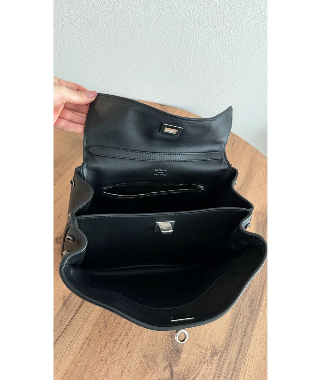 BALENCIAGA Черная кожаная сумка с короткими ручками, фото 4