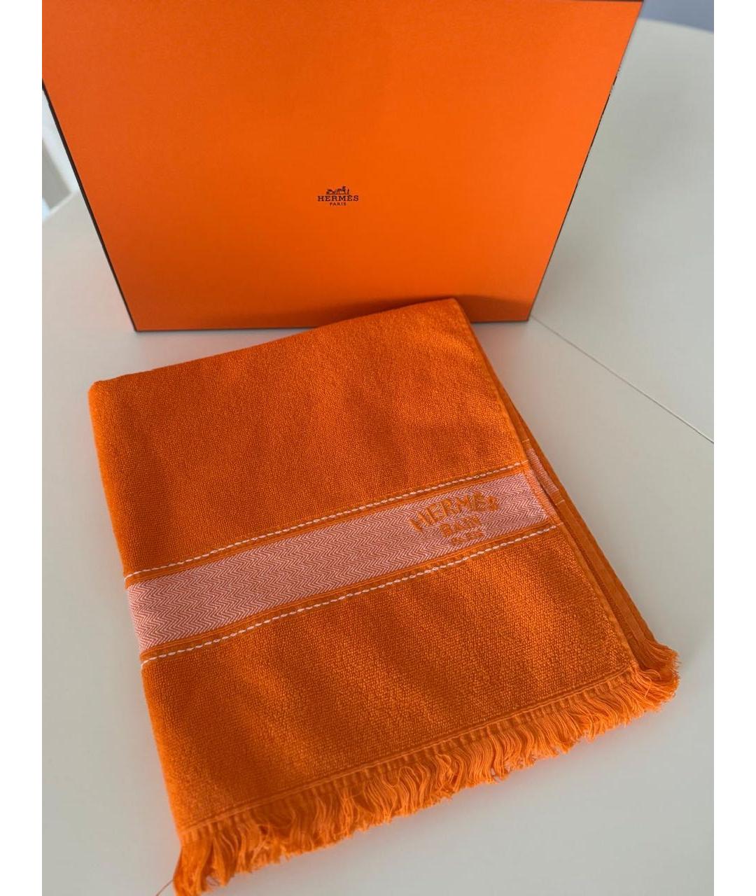 HERMES Оранжевое хлопковое полотенце, фото 2