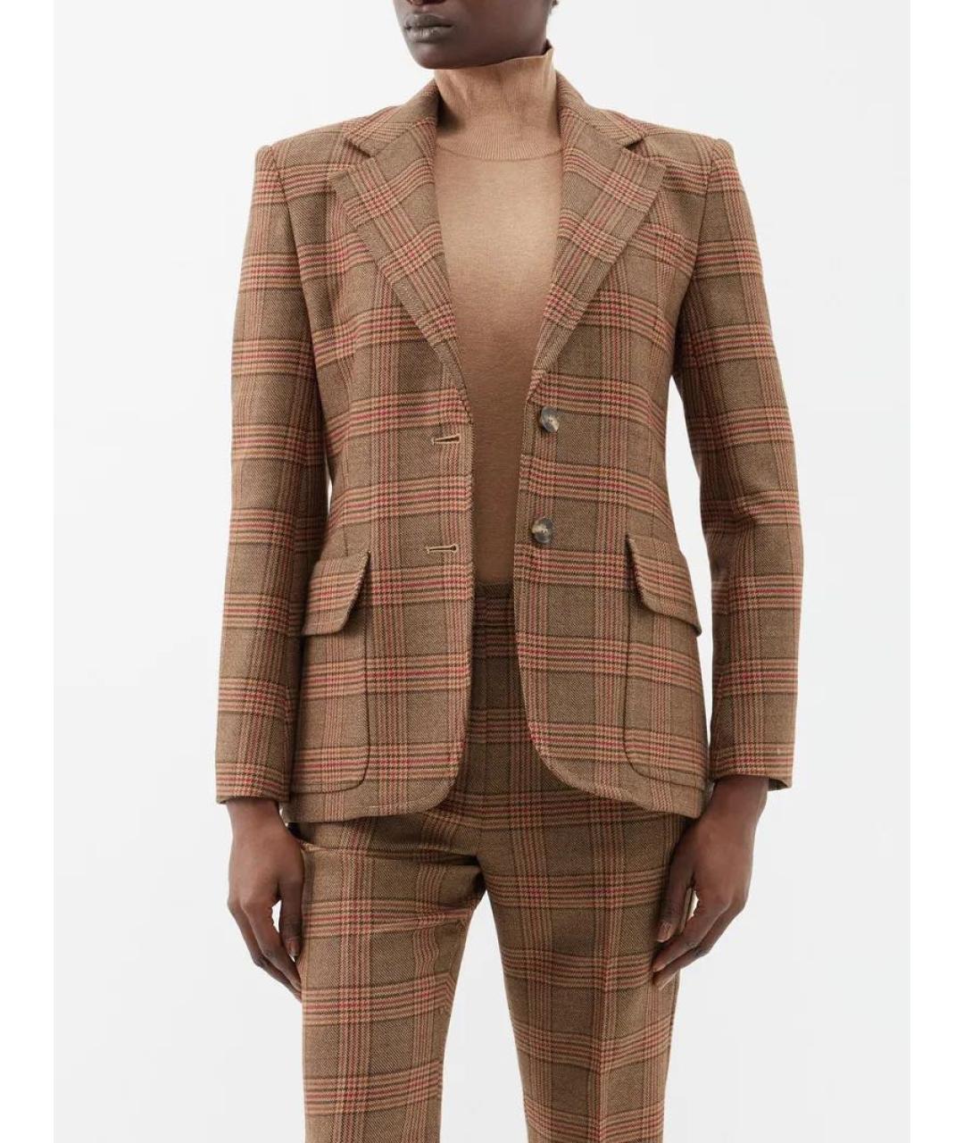 WEEKEND MAX MARA Коричневый шерстяной костюм с брюками, фото 4