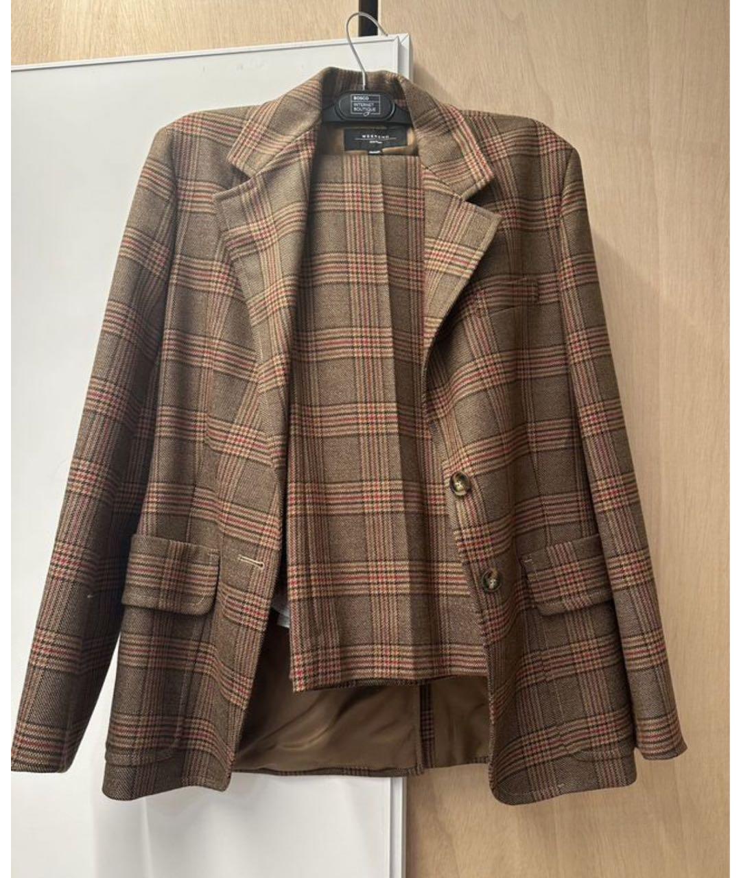 WEEKEND MAX MARA Коричневый шерстяной костюм с брюками, фото 6