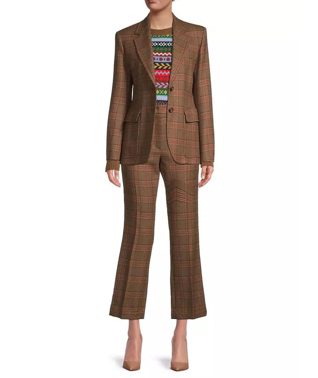 WEEKEND MAX MARA Коричневый шерстяной костюм с брюками, фото 9