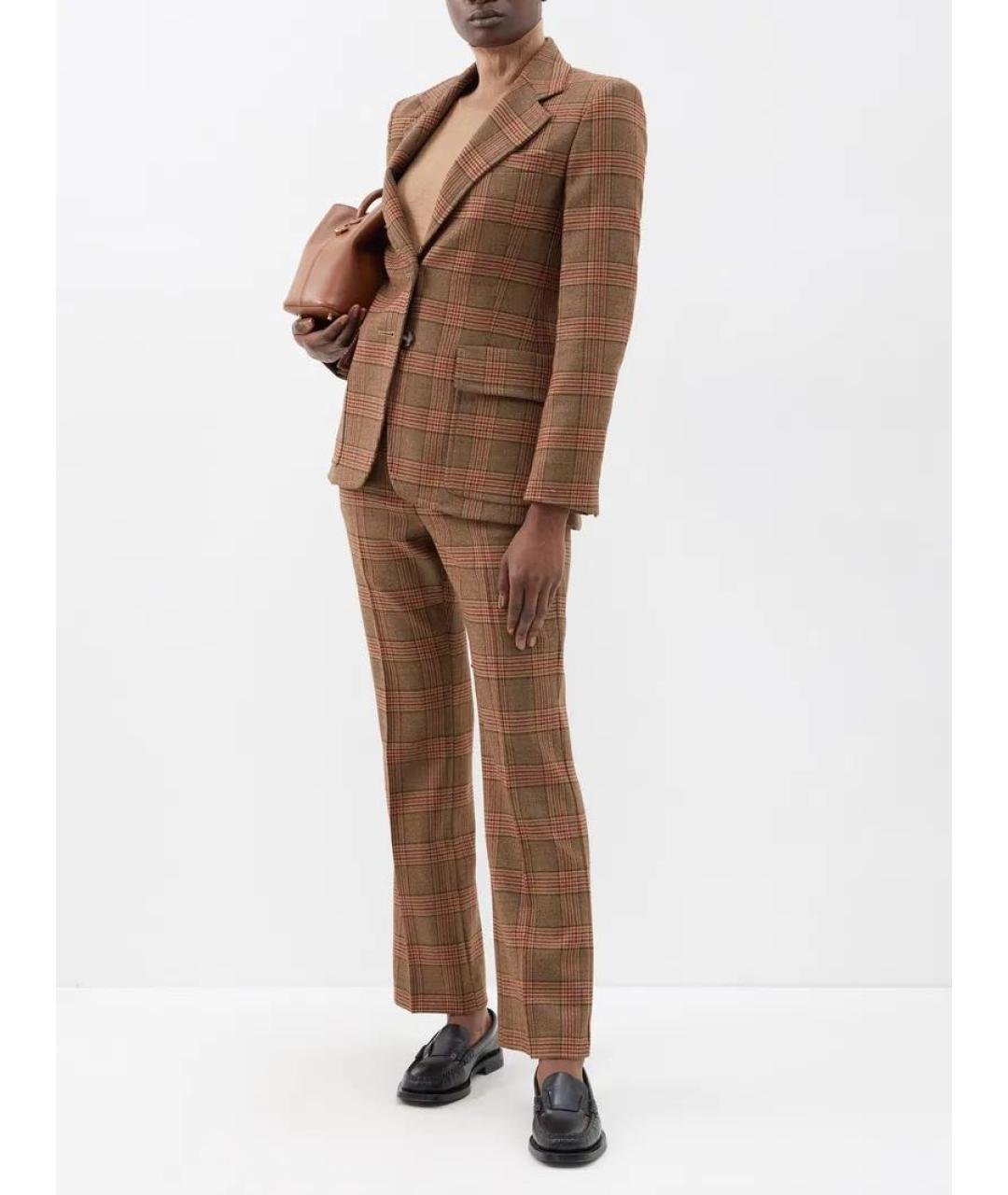 WEEKEND MAX MARA Коричневый шерстяной костюм с брюками, фото 2