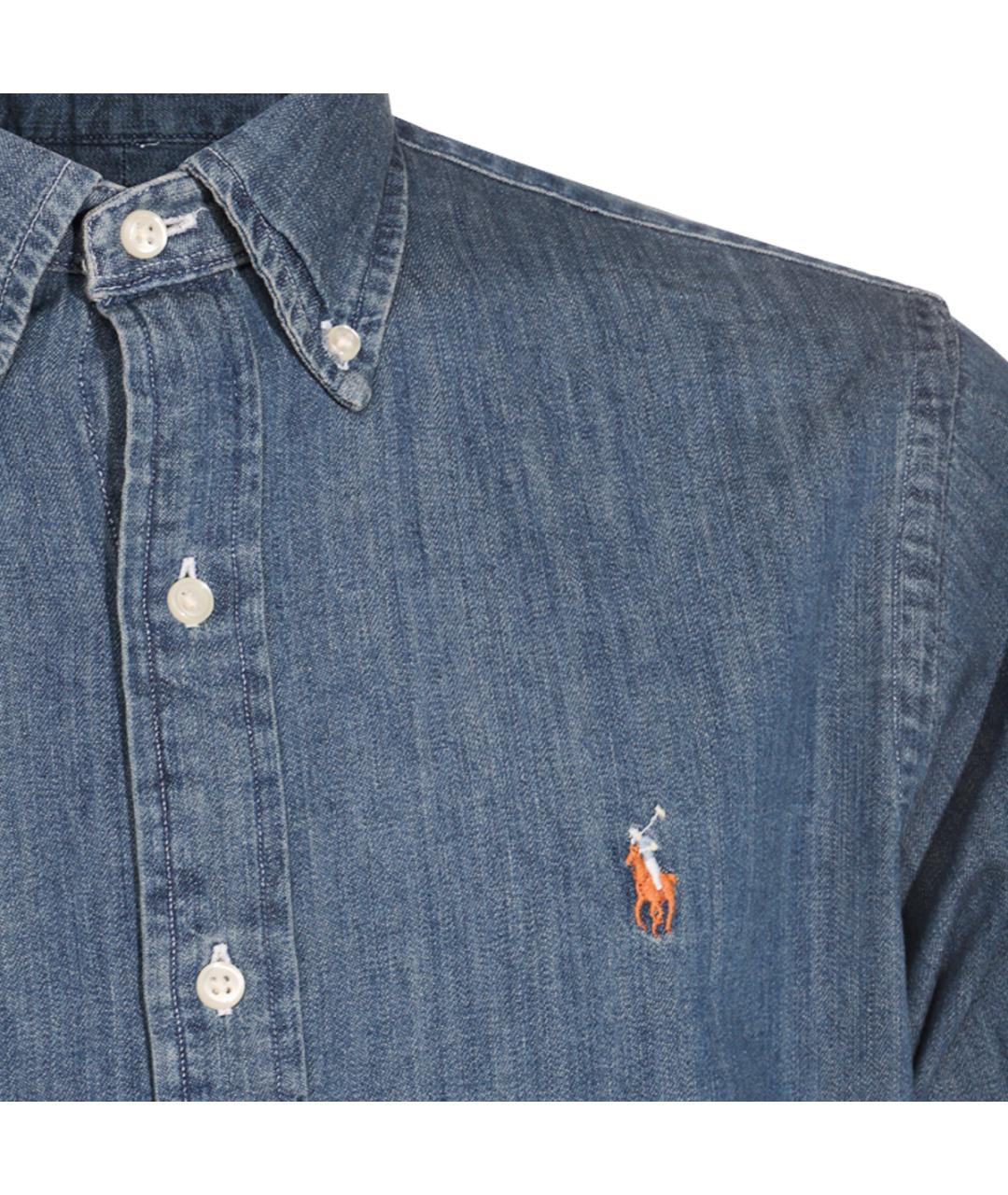 POLO RALPH LAUREN Синяя хлопковая классическая рубашка, фото 3
