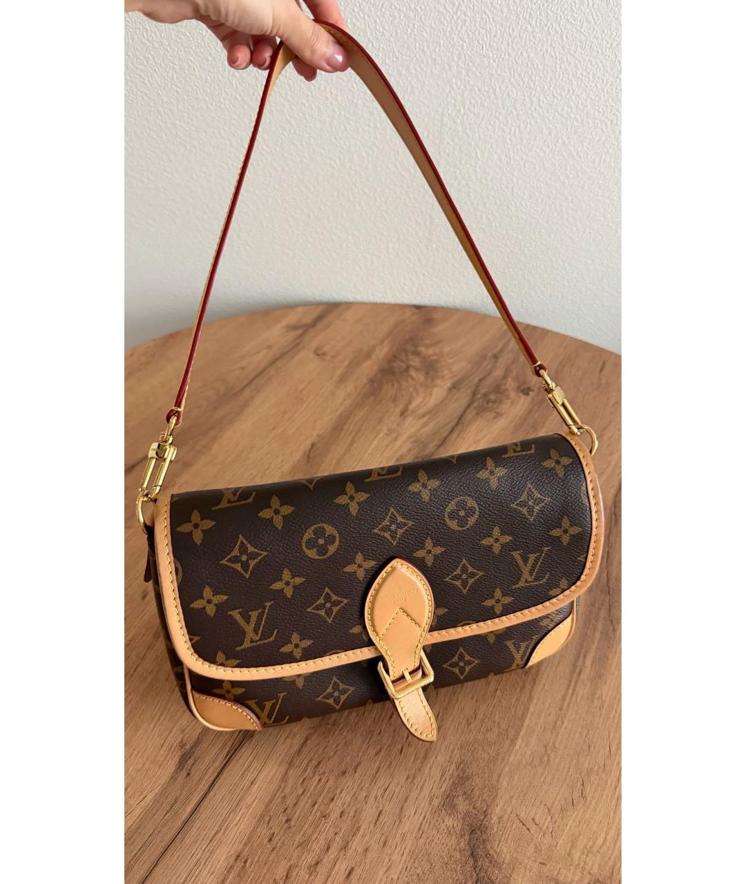 LOUIS VUITTON Коричневая канва сумка с короткими ручками, фото 7