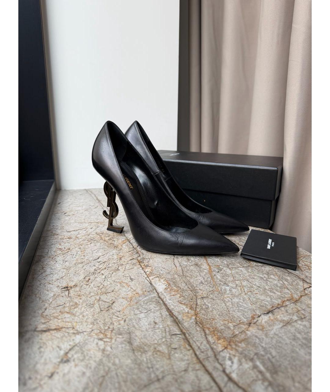 SAINT LAURENT Черные кожаные туфли, фото 8