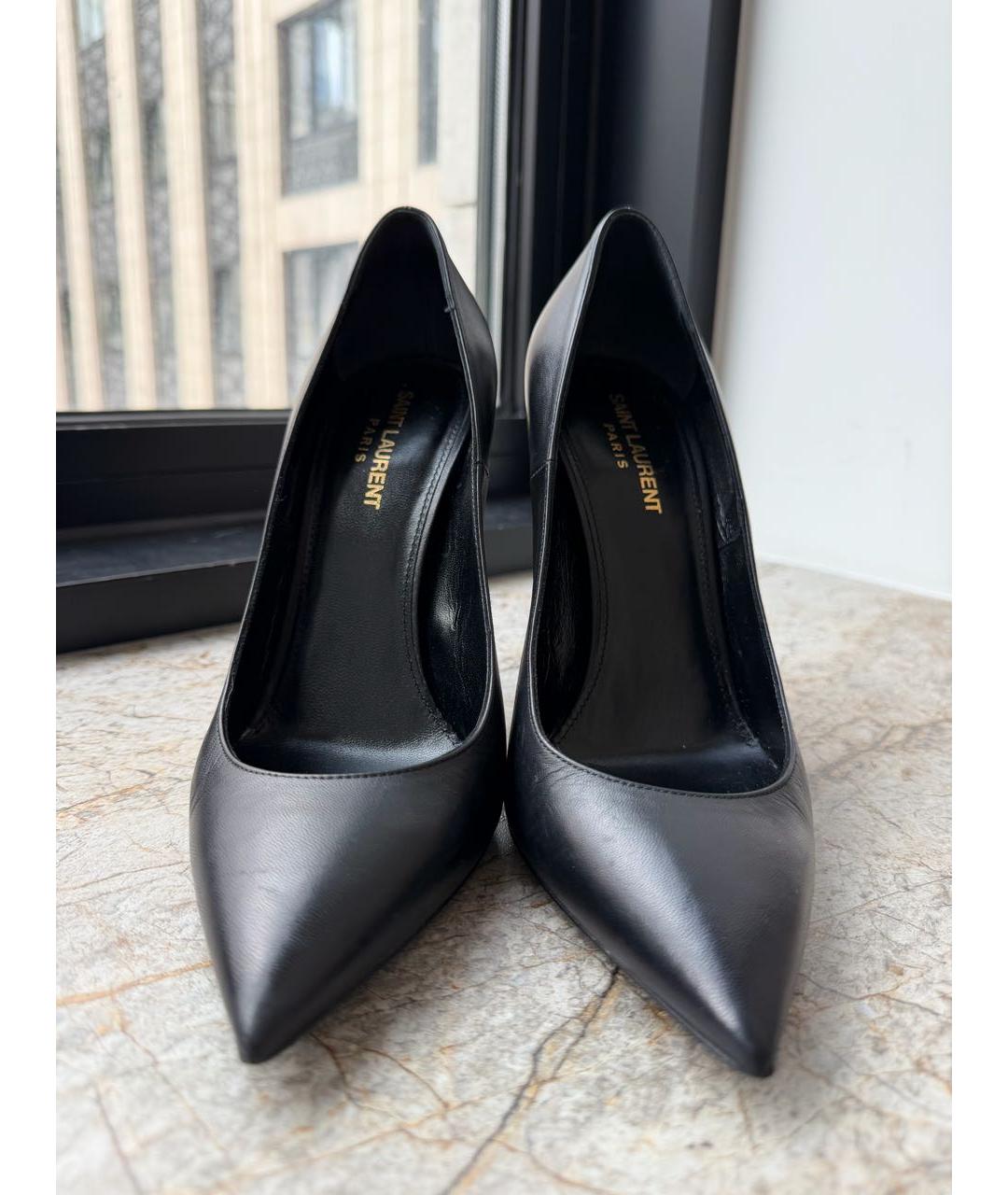 SAINT LAURENT Черные кожаные туфли, фото 2