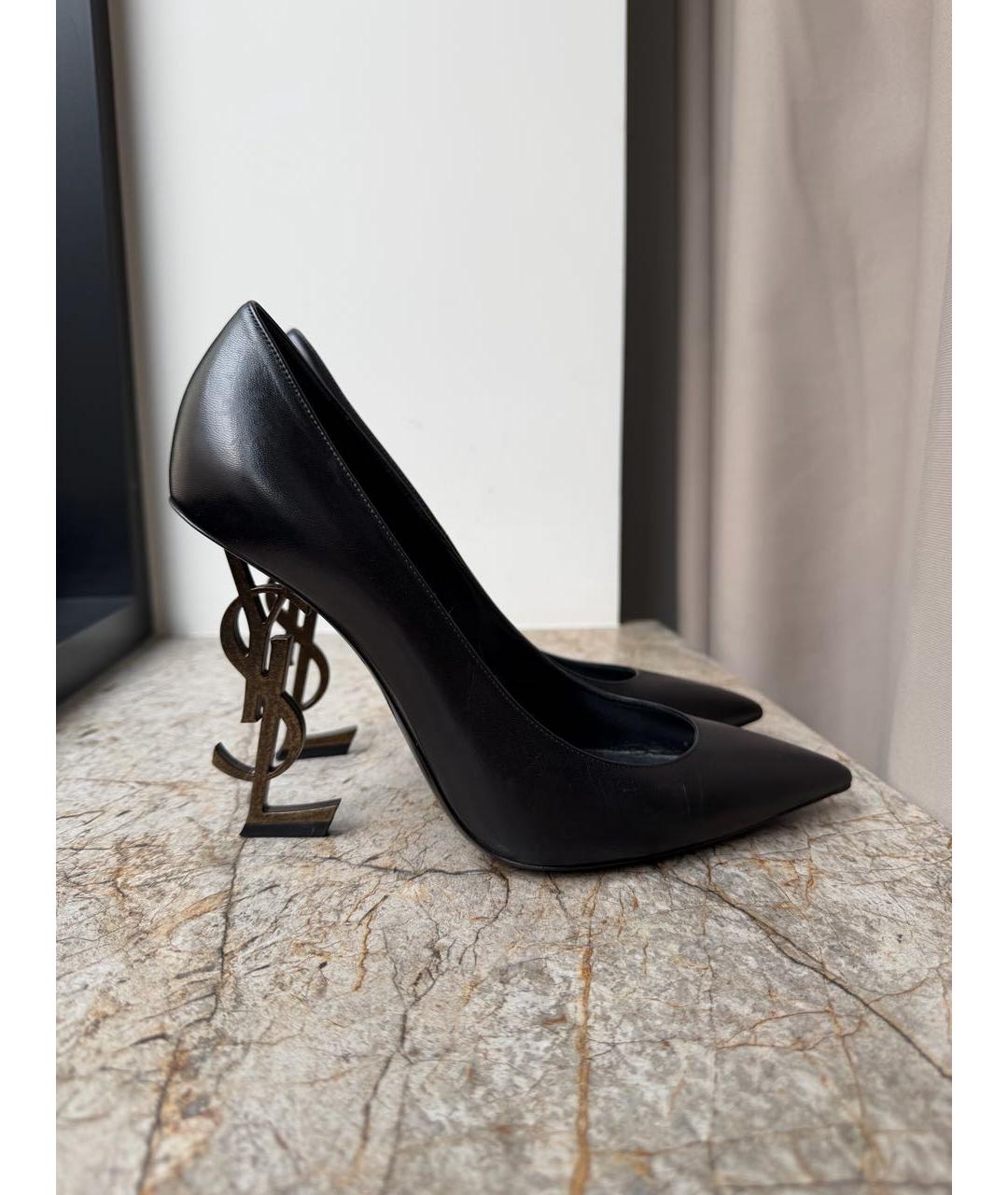 SAINT LAURENT Черные кожаные туфли, фото 9