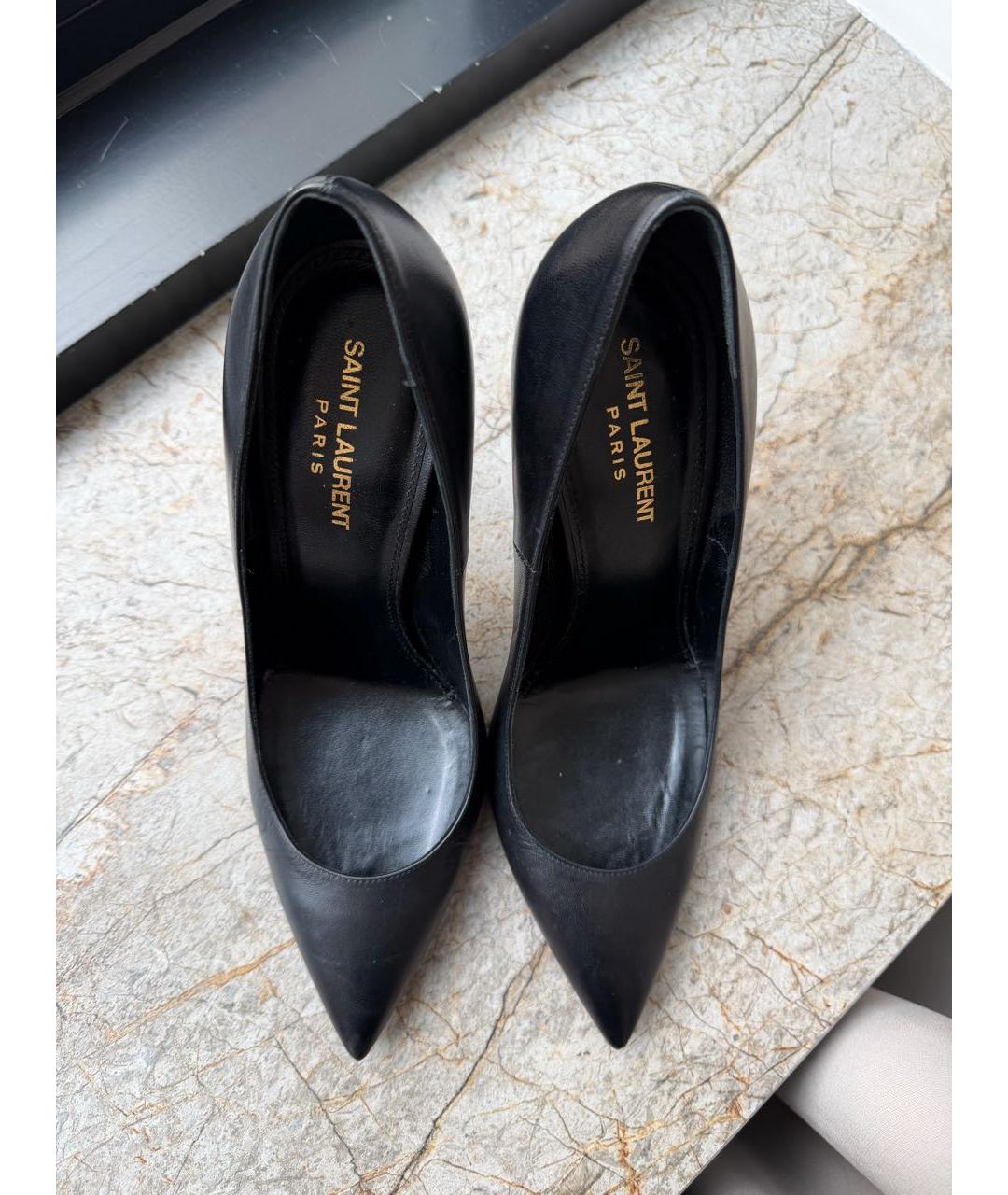 SAINT LAURENT Черные кожаные туфли, фото 3