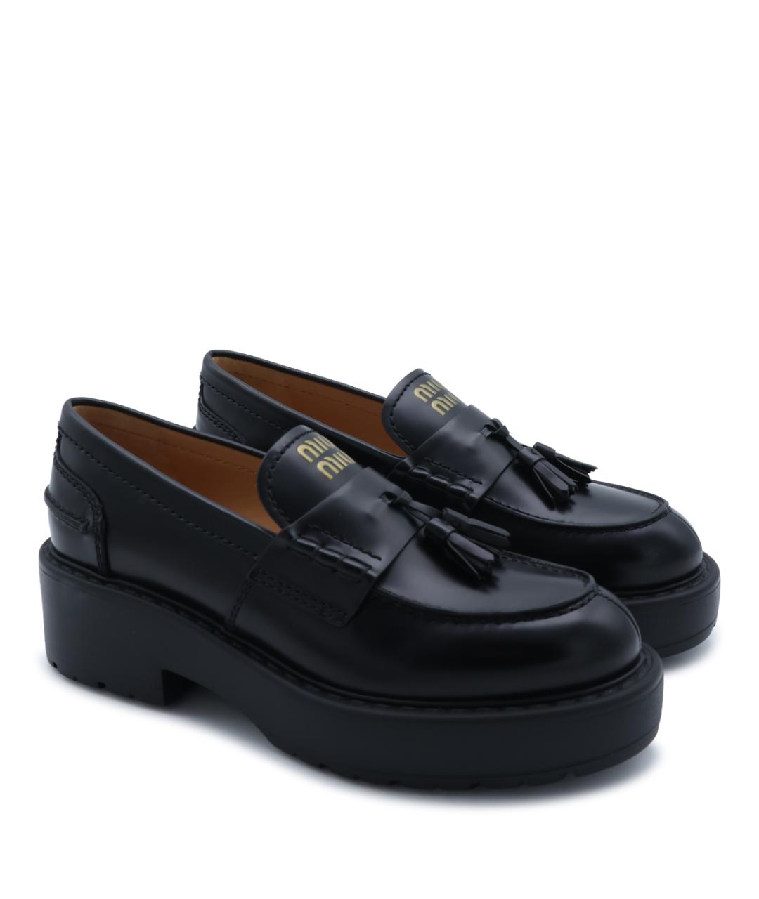 MIU MIU Черные кожаные лоферы, фото 3