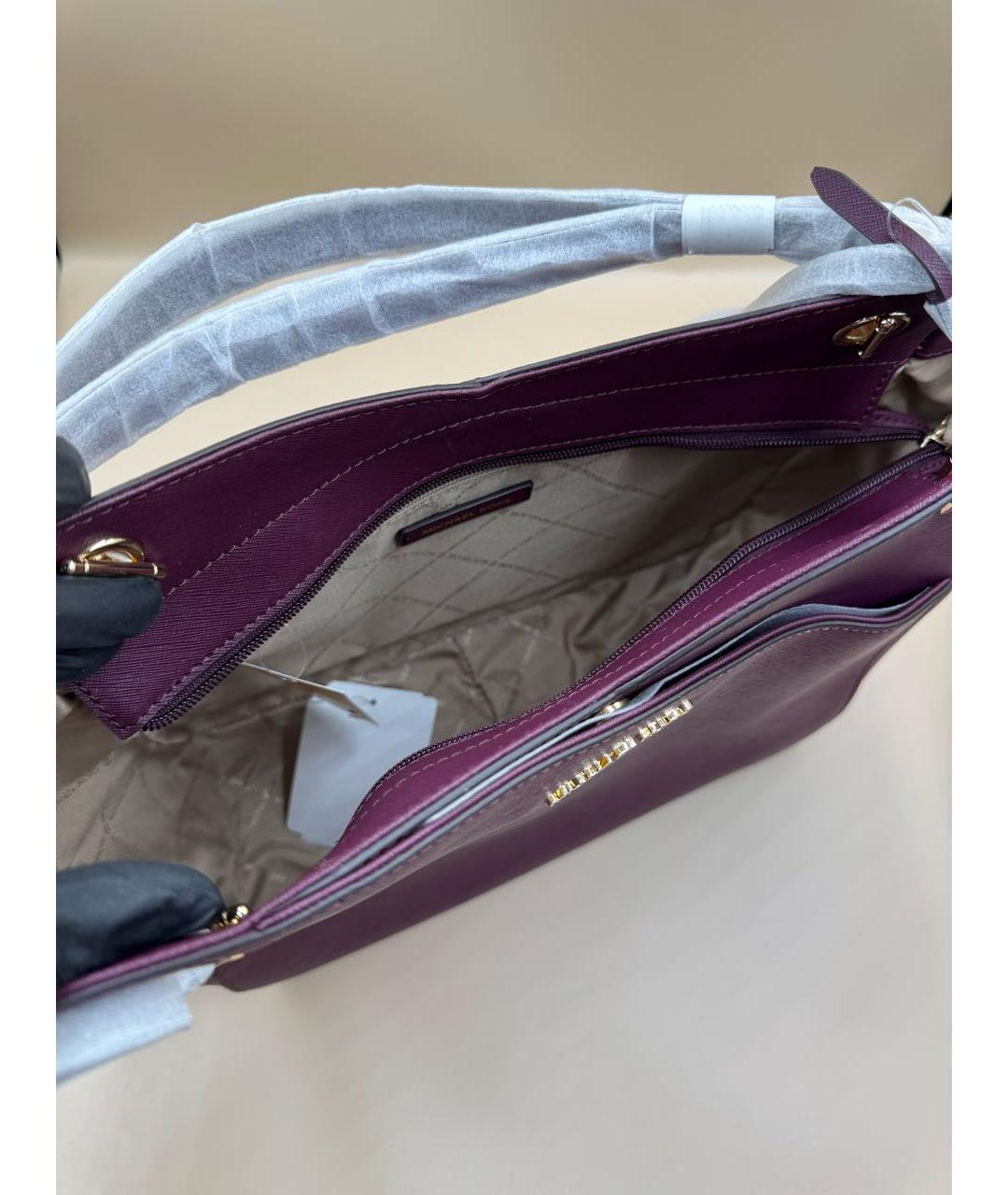 MICHAEL KORS Бордовая кожаная сумка тоут, фото 6