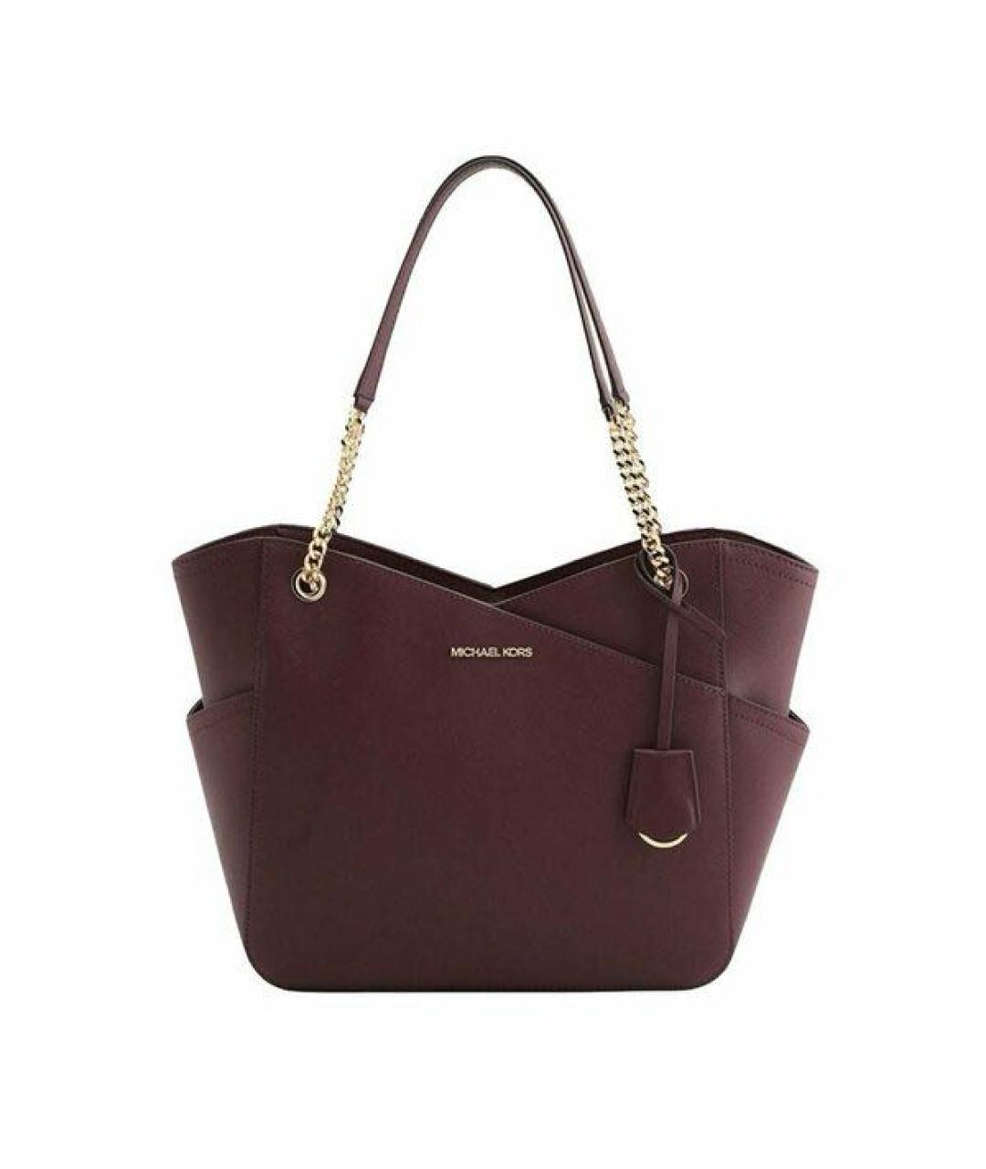 MICHAEL KORS Бордовая кожаная сумка тоут, фото 1