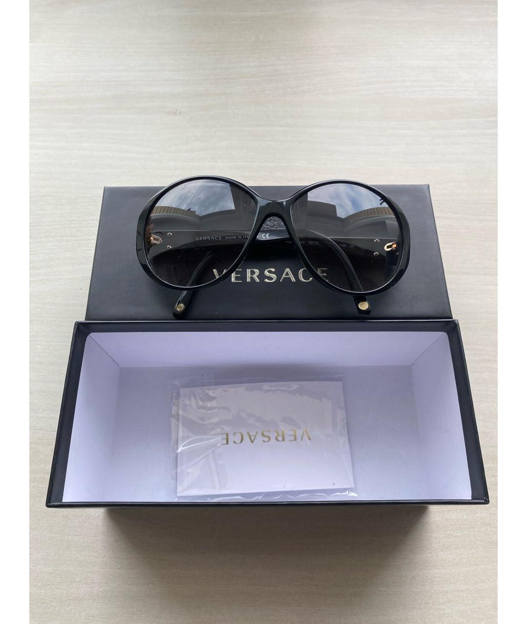 VERSACE Черные пластиковые солнцезащитные очки, фото 5
