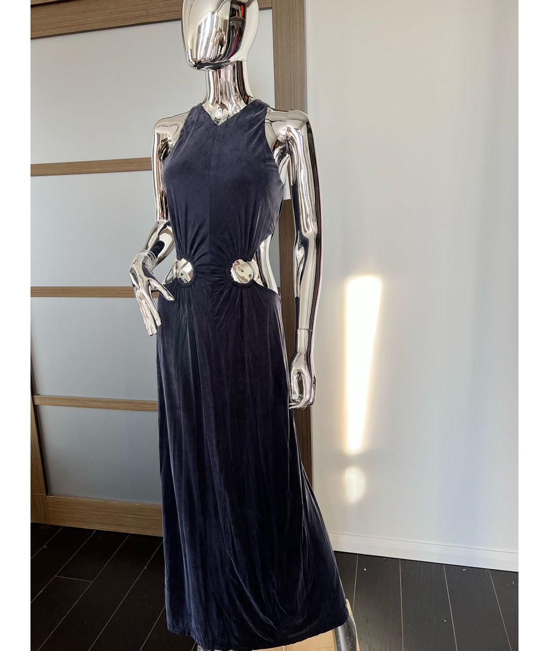 DION LEE Темно-синее купро вечернее платье, фото 5