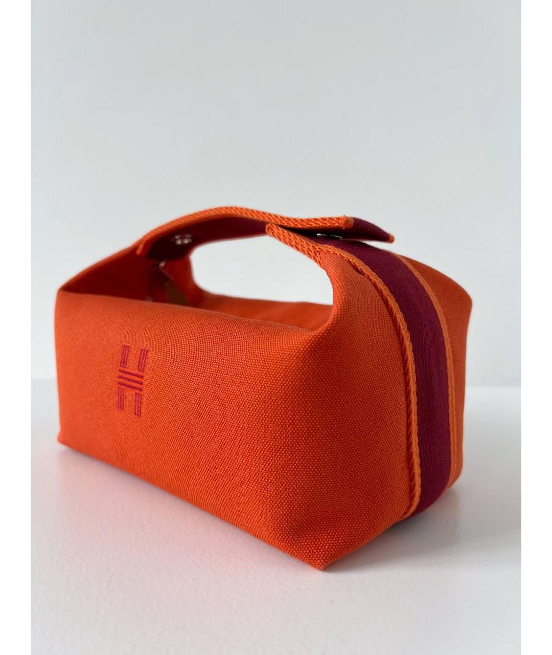 HERMES Оранжевая хлопковая косметичка, фото 4