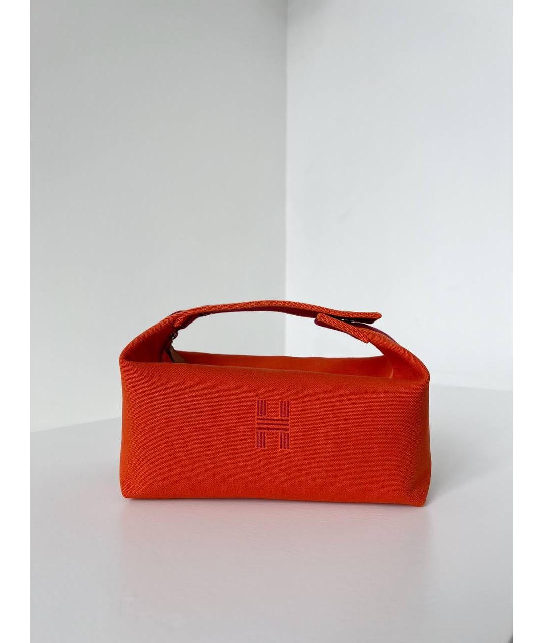 HERMES Оранжевая хлопковая косметичка, фото 2