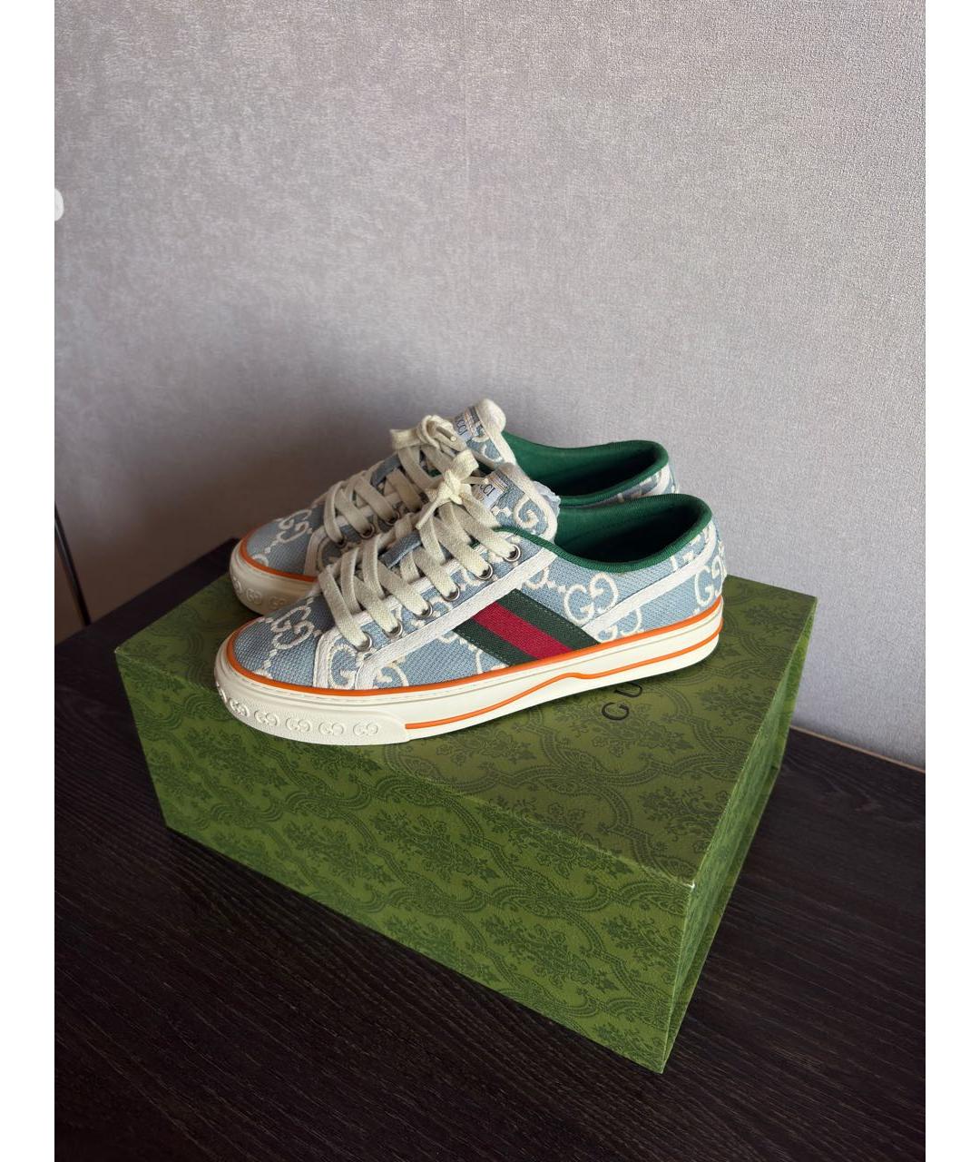 GUCCI Голубые текстильные кеды, фото 6