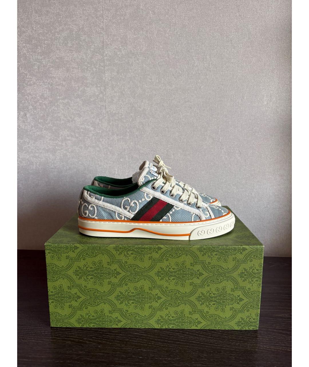 GUCCI Голубые текстильные кеды, фото 8
