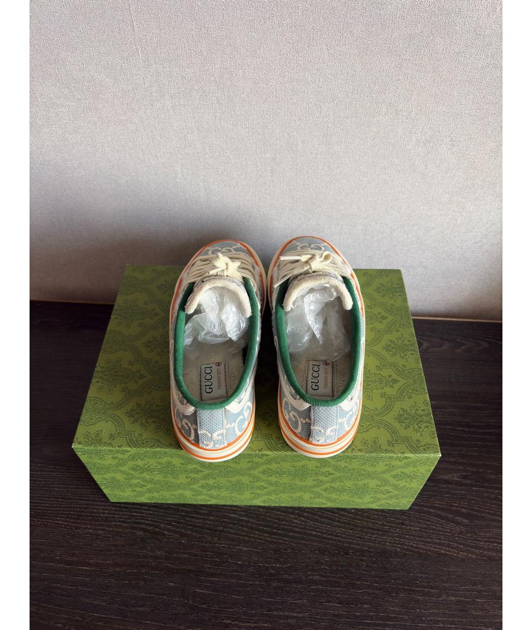 GUCCI Голубые текстильные кеды, фото 4