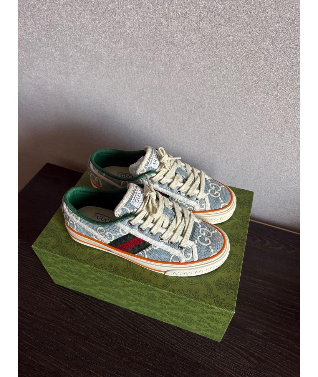 GUCCI Голубые текстильные кеды, фото 5