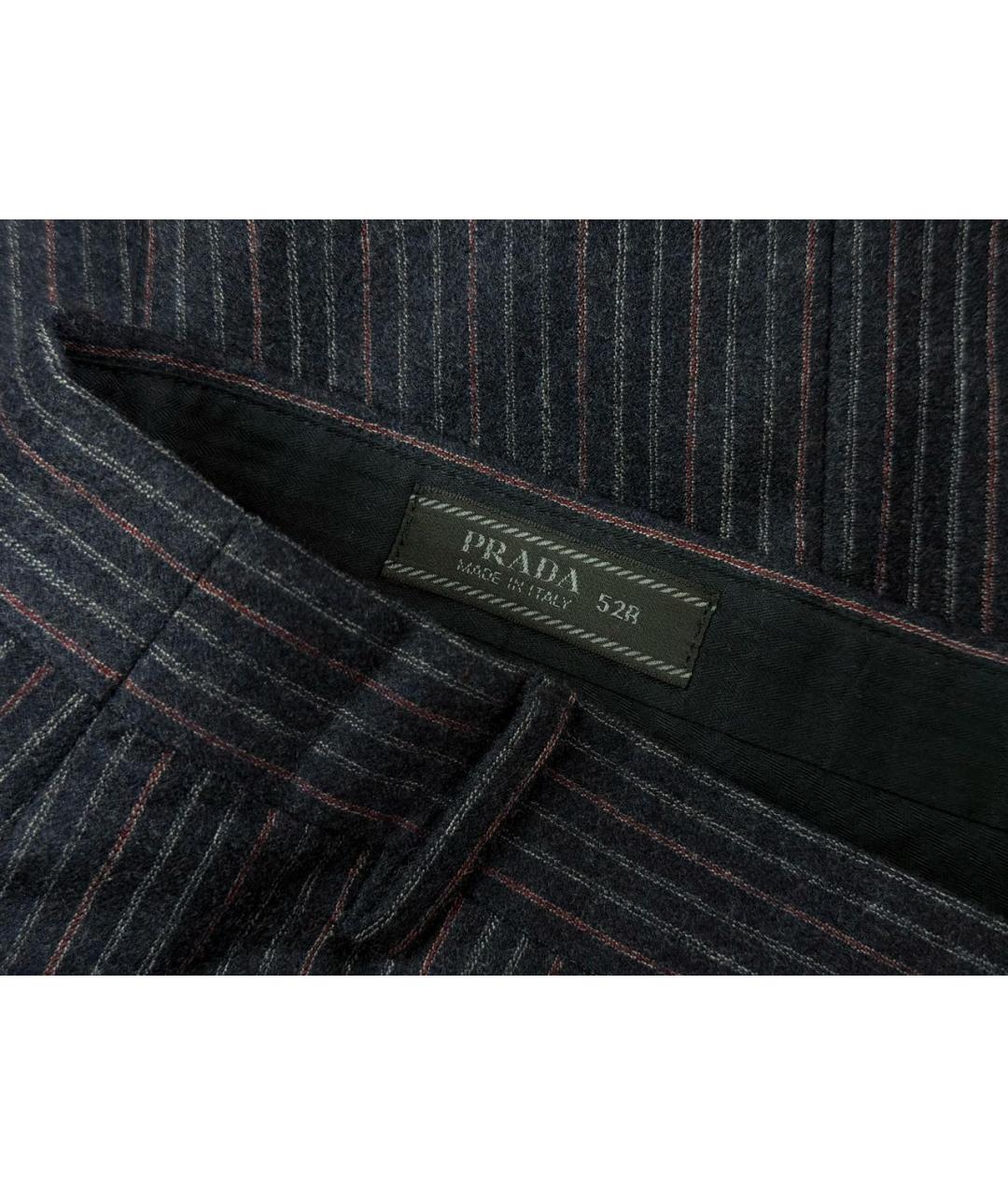 PRADA Темно-синие шерстяные классические брюки, фото 7