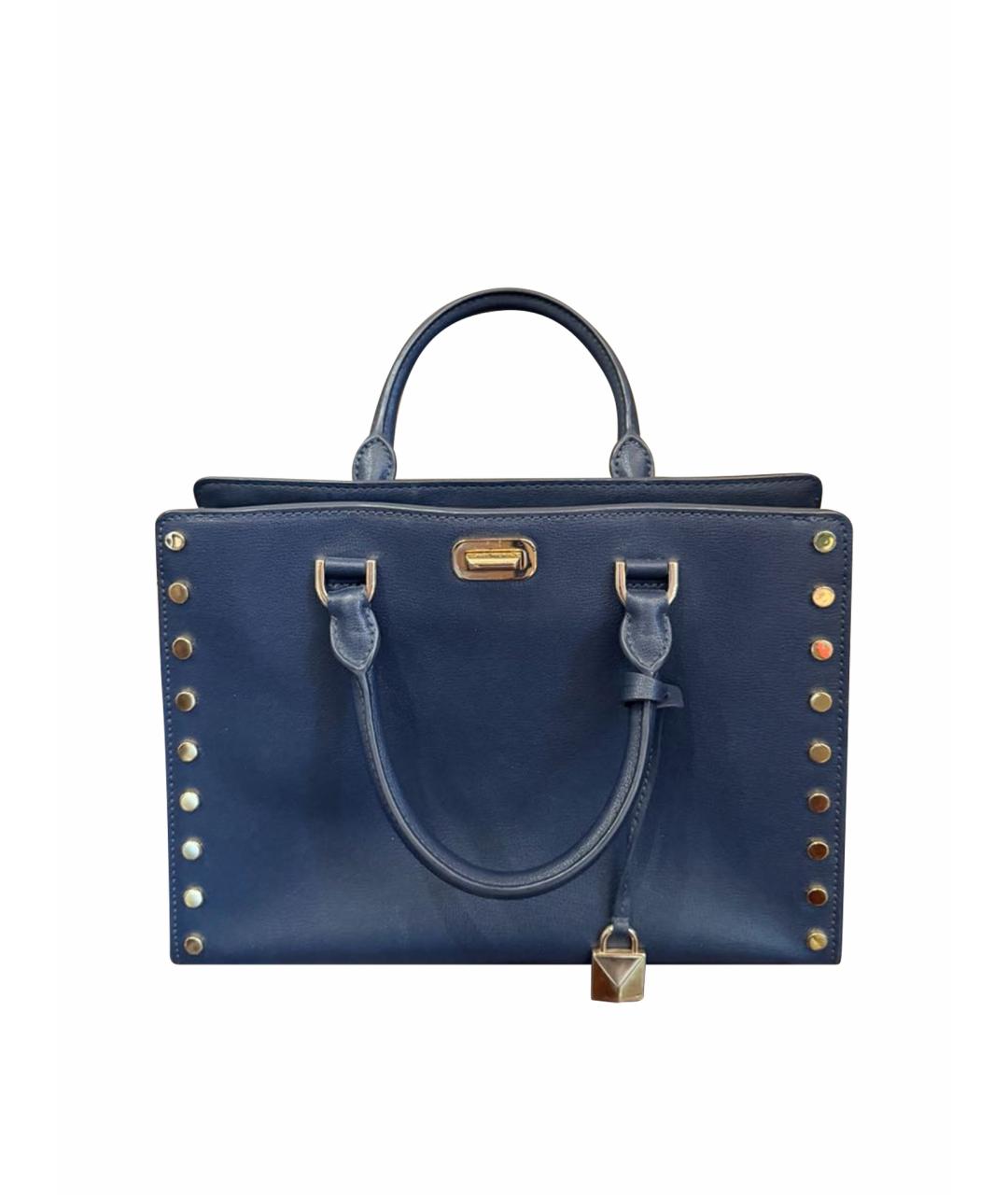 MICHAEL KORS Темно-синяя кожаная сумка с короткими ручками, фото 1