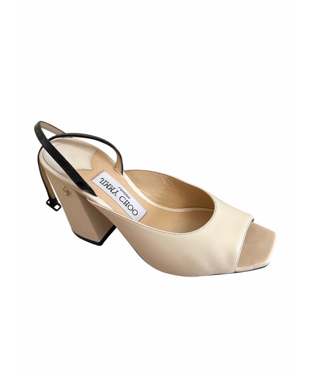 JIMMY CHOO Бежевые кожаные босоножки, фото 1