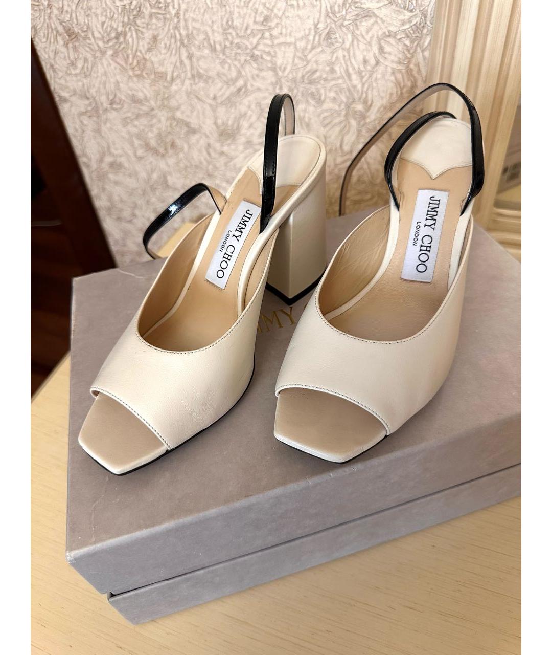 JIMMY CHOO Бежевые кожаные босоножки, фото 2