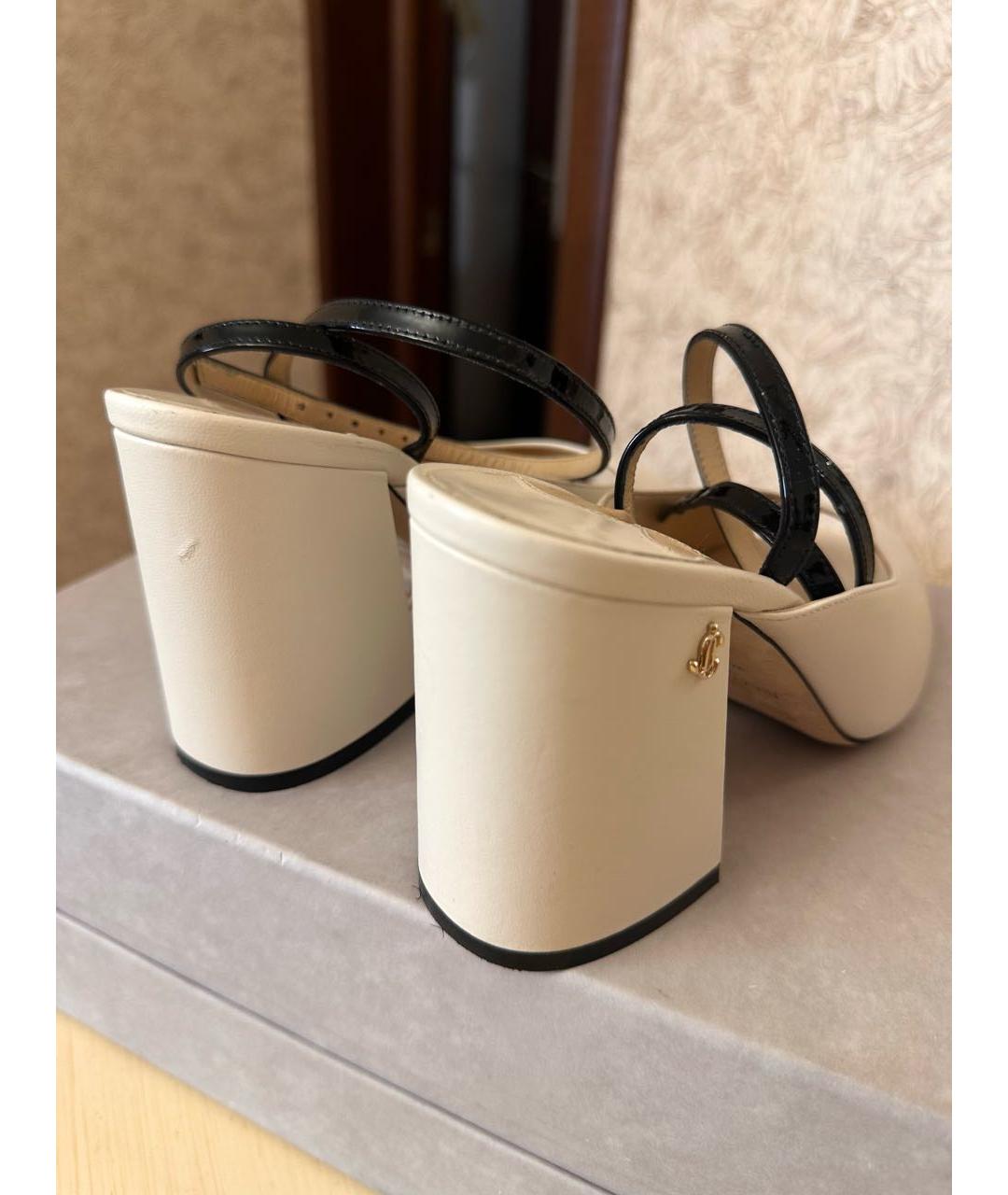 JIMMY CHOO Бежевые кожаные босоножки, фото 4