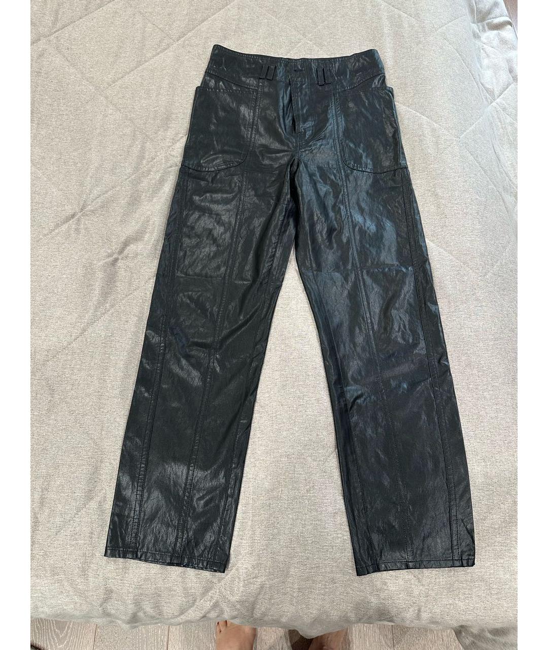 ISABEL MARANT Черные полиуретановые прямые брюки, фото 4