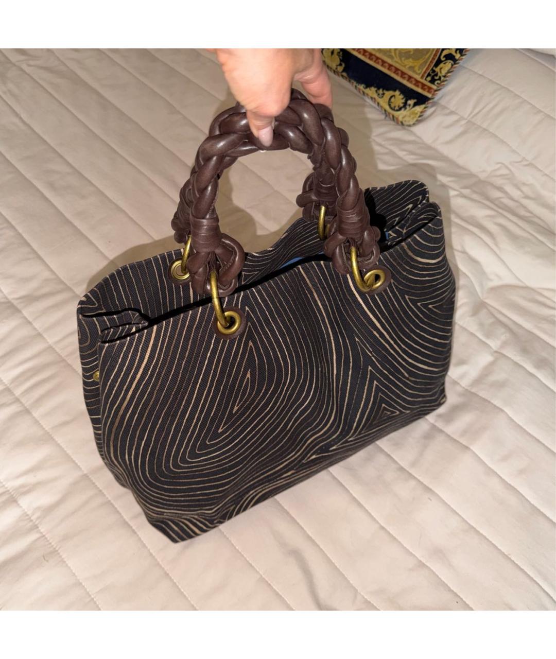 BOTTEGA VENETA Коричневая деним пляжная сумка, фото 2