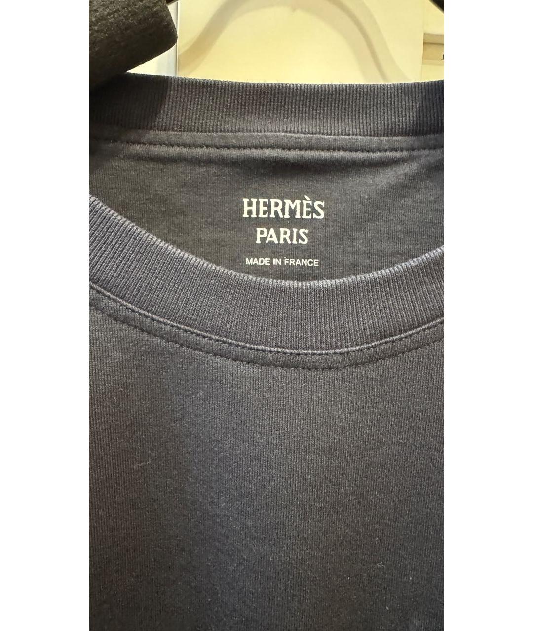 HERMES Черная хлопковая футболка, фото 4