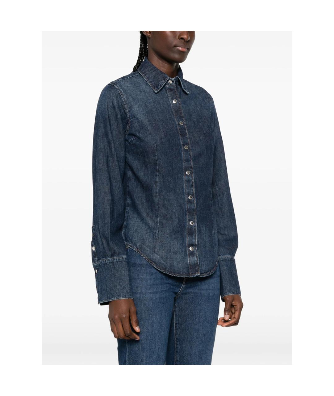 7 FOR ALL MANKIND Синяя хлопковая рубашка, фото 3