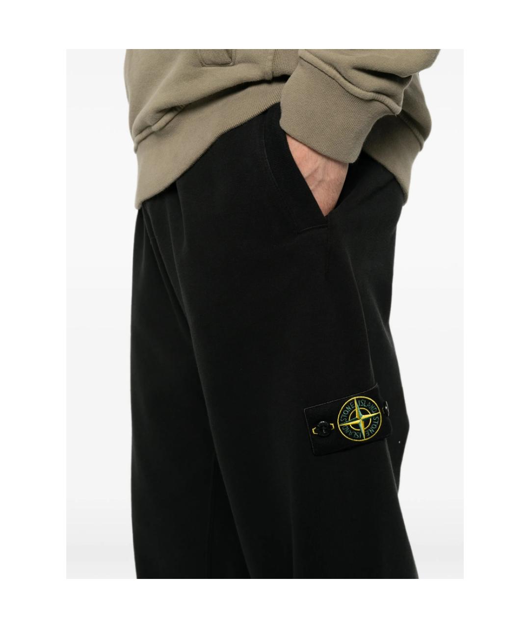 STONE ISLAND Черные хлопковые повседневные брюки, фото 3