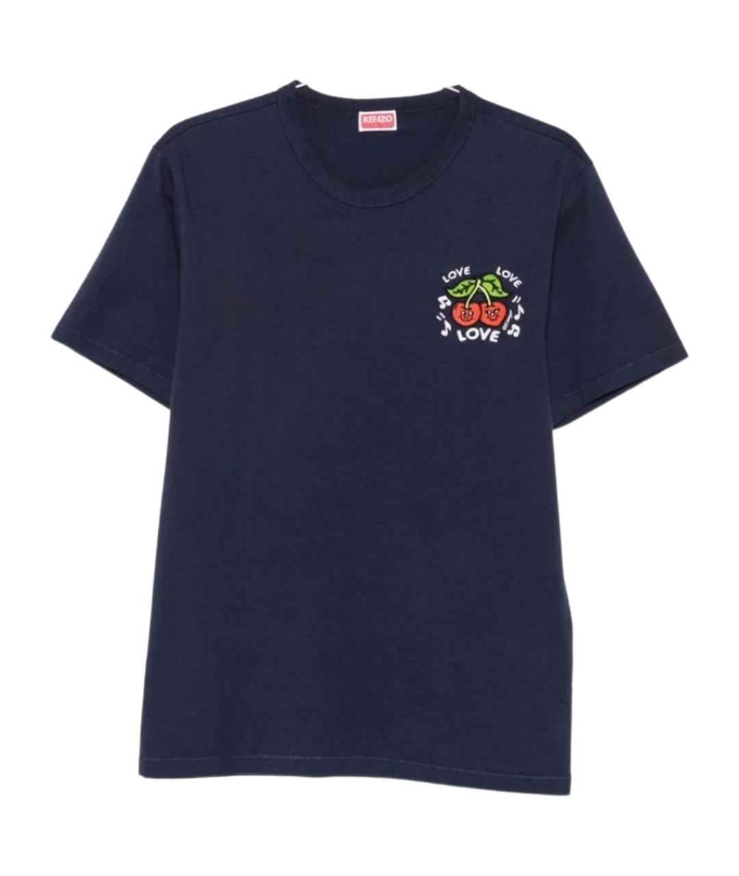 KENZO Темно-синяя хлопковая футболка, фото 1