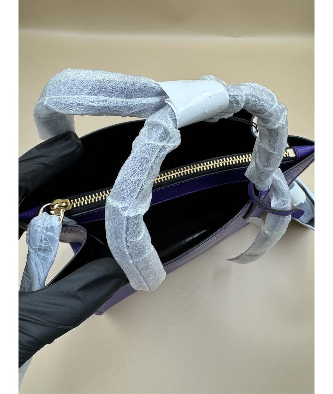 MARC JACOBS Фиолетовая кожаная сумка с короткими ручками, фото 6