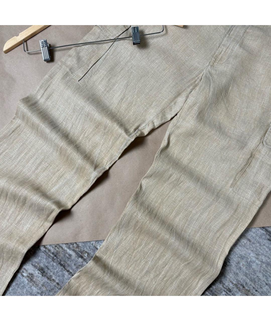 ZEGNA Бежевые льняные повседневные брюки, фото 2