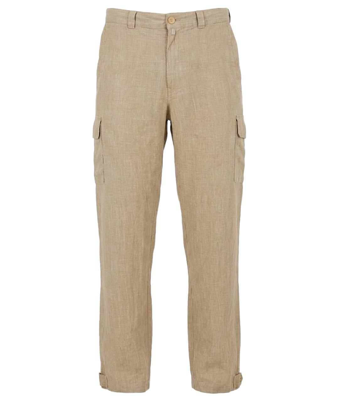 ZEGNA Бежевые льняные повседневные брюки, фото 1