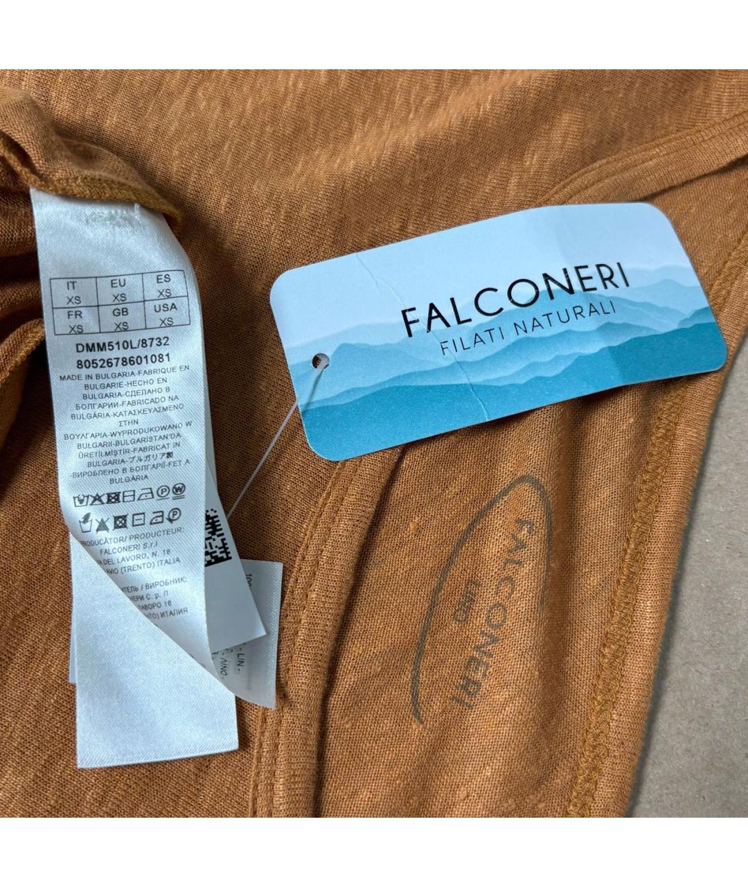 FALCONERI Горчичная льняная футболка, фото 6