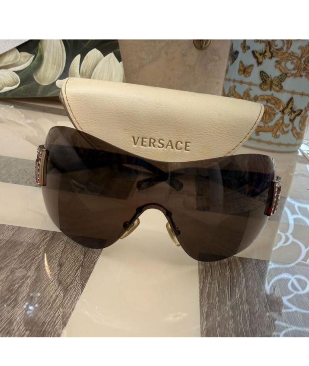 VERSACE Коричневые пластиковые солнцезащитные очки, фото 2