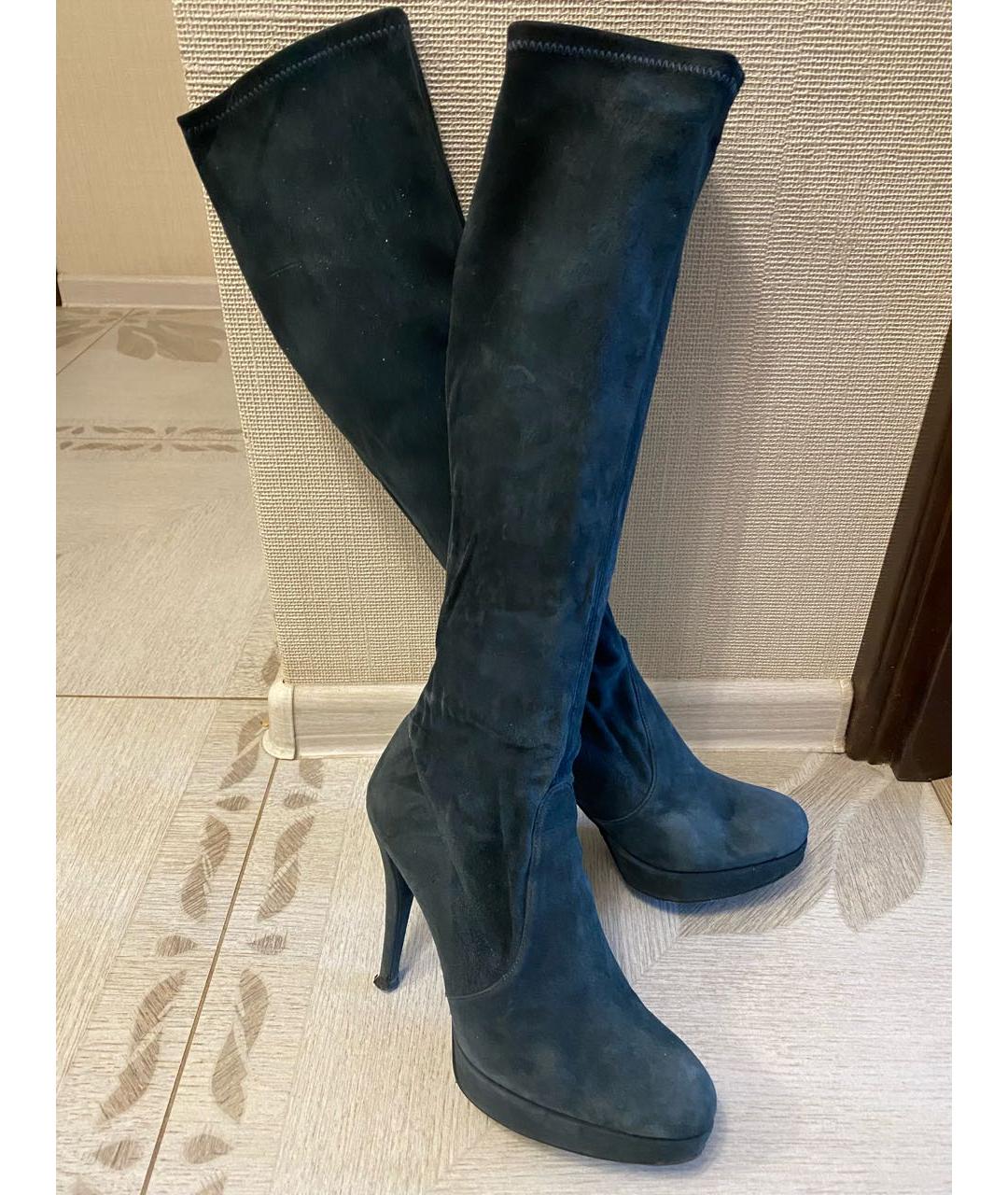 STUART WEITZMAN Синие сапоги из искусственной кожи, фото 3