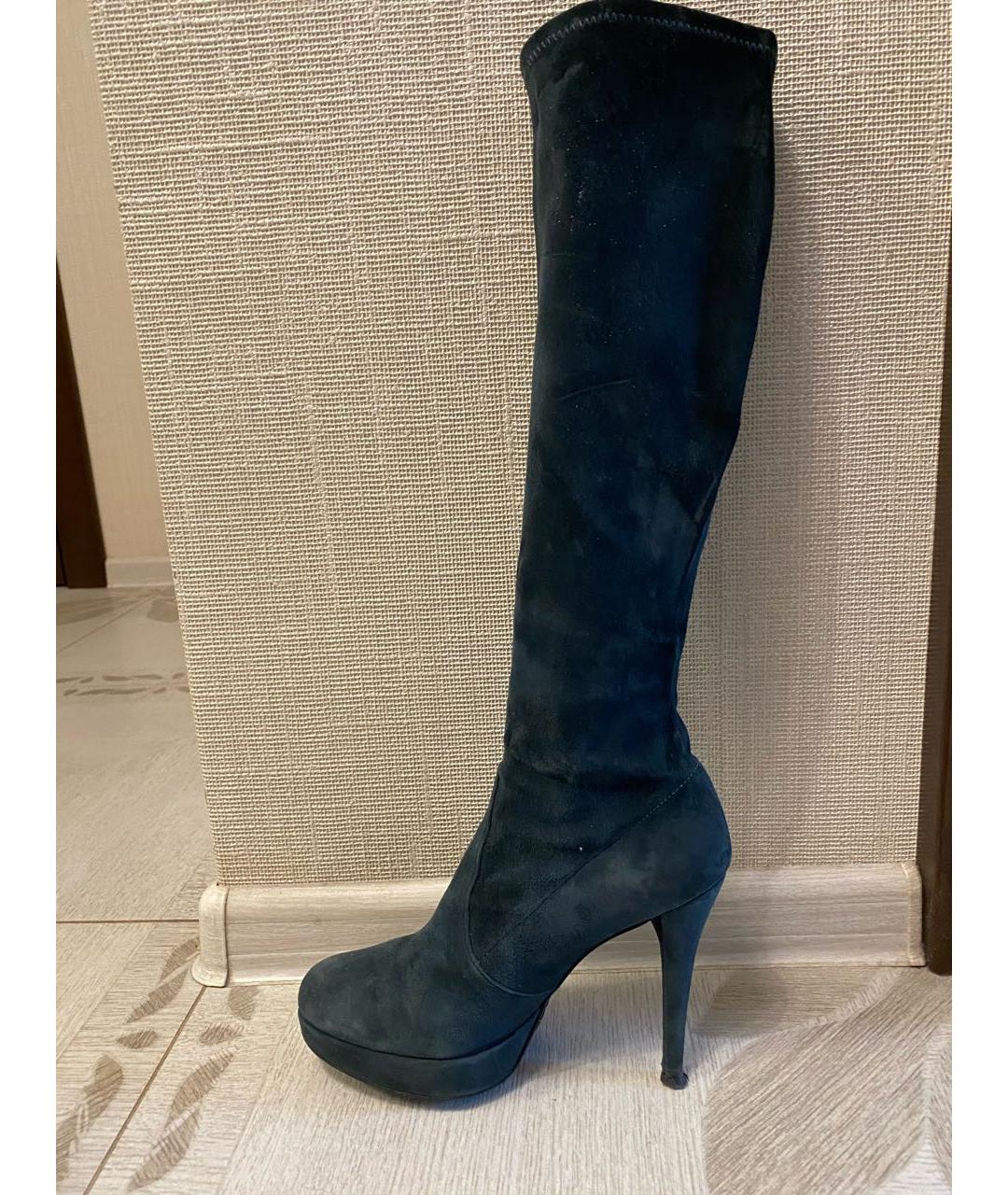 STUART WEITZMAN Синие сапоги из искусственной кожи, фото 4