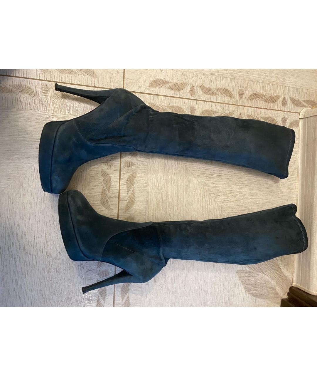 STUART WEITZMAN Синие сапоги из искусственной кожи, фото 2