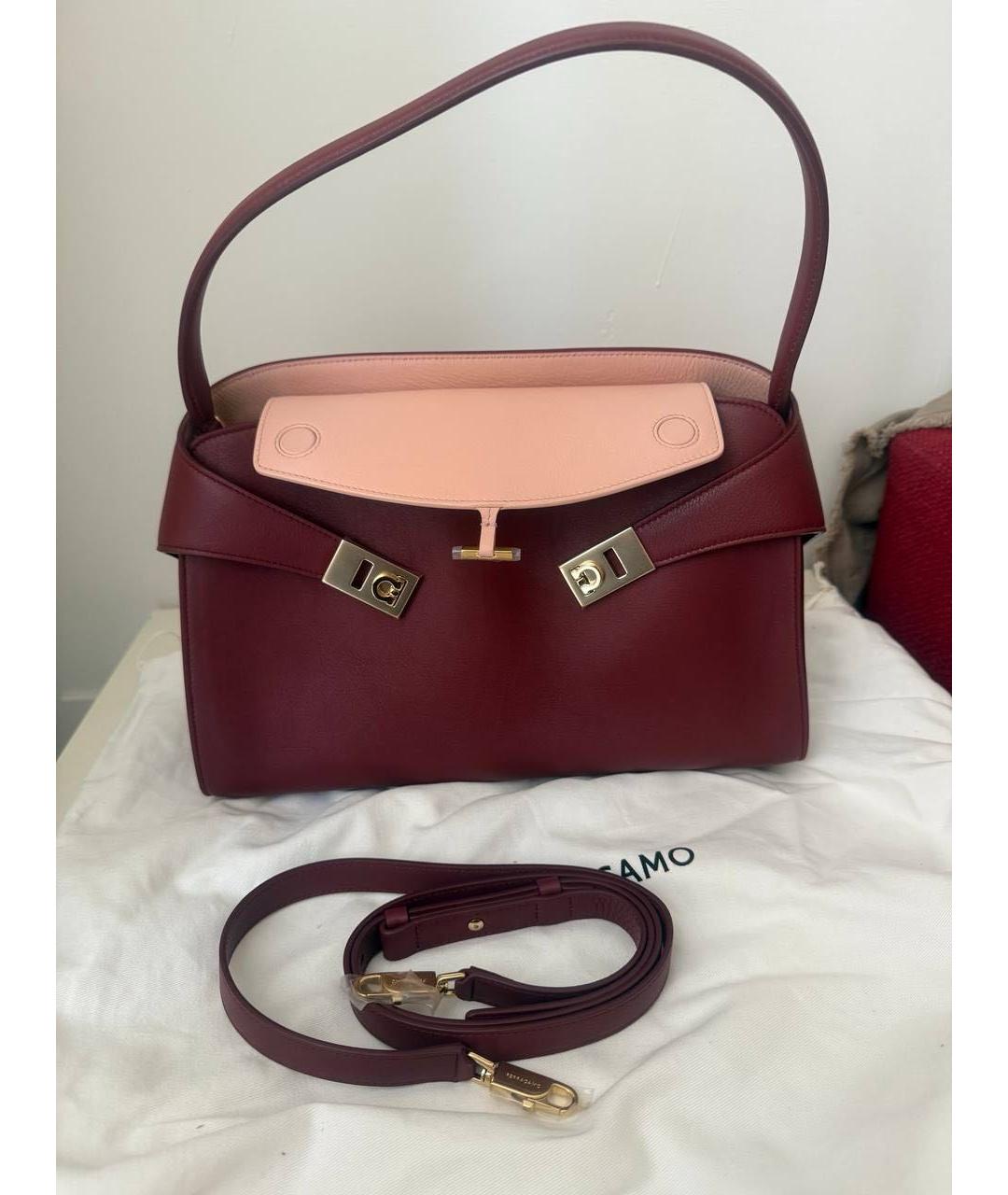 FERRAGAMO Бордовая кожаная сумка через плечо, фото 2