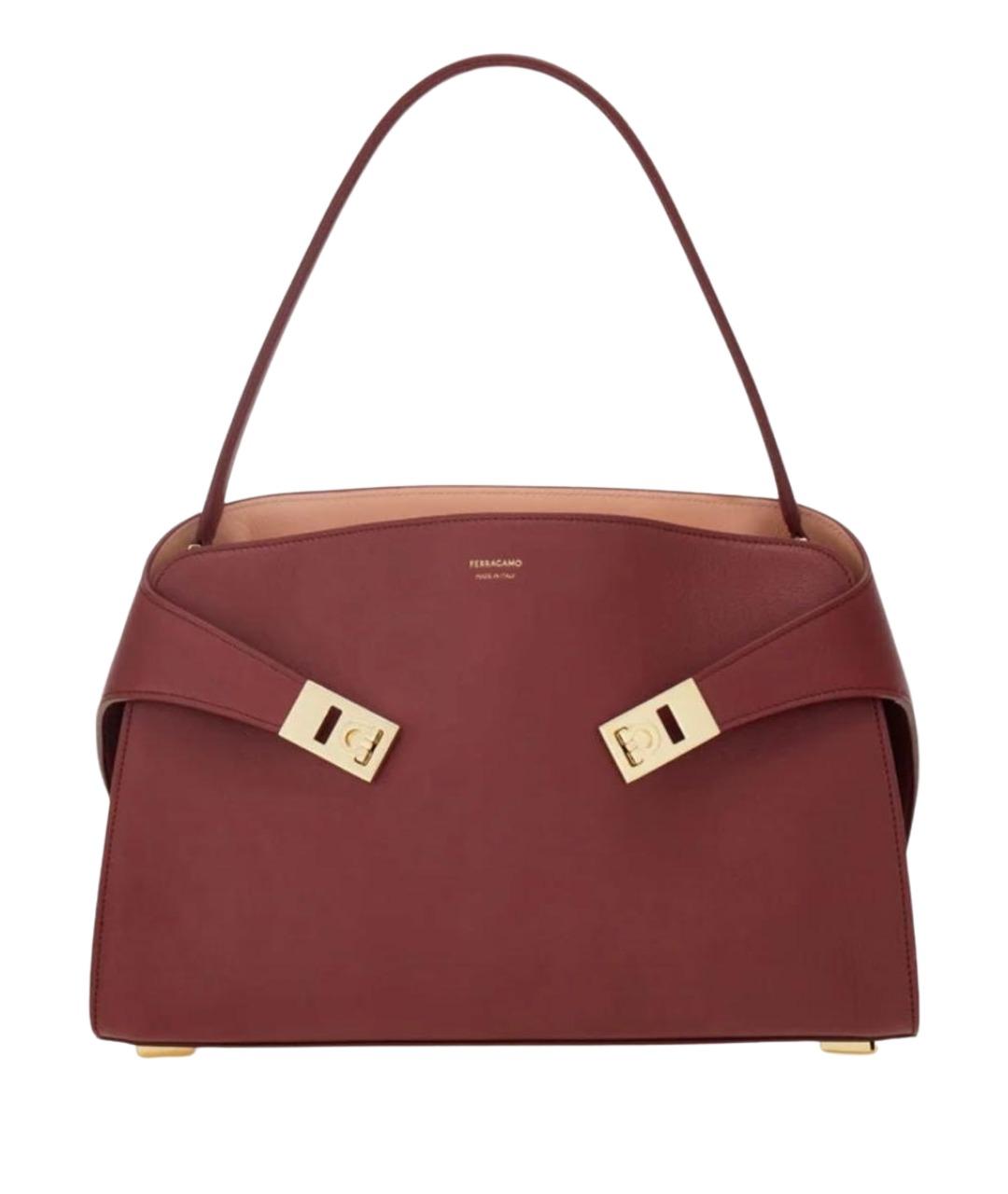 FERRAGAMO Бордовая кожаная сумка через плечо, фото 1