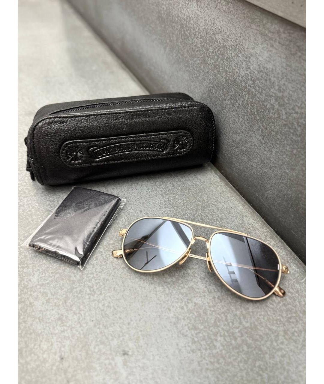 CHROME HEARTS Золотые металлические солнцезащитные очки, фото 9