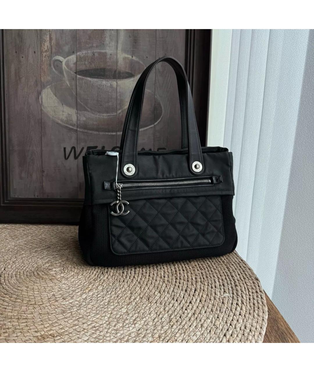 CHANEL Черная тканевая сумка тоут, фото 10