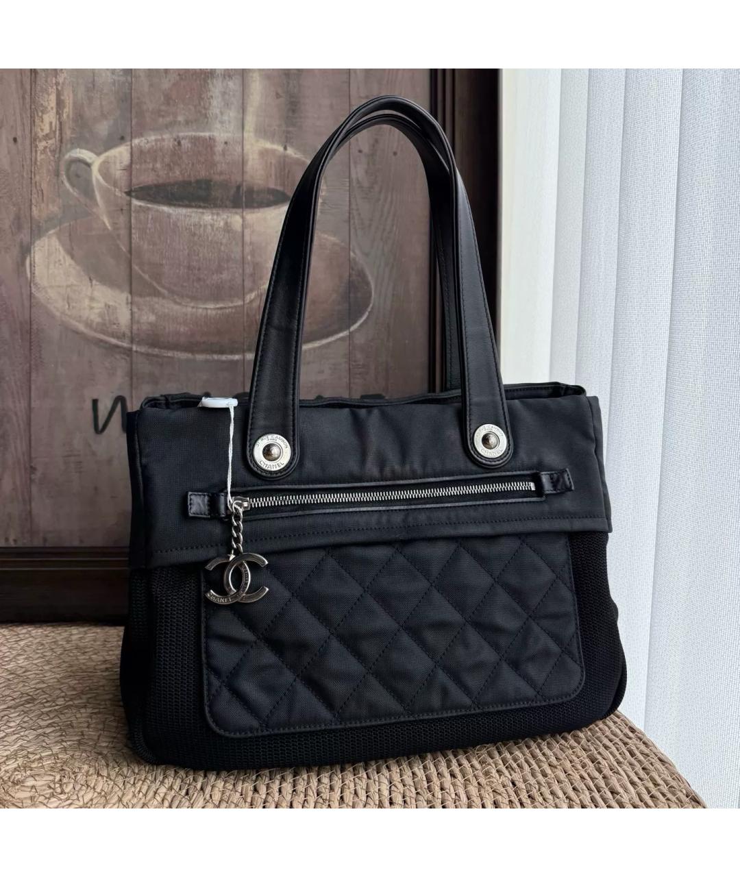 CHANEL Черная тканевая сумка тоут, фото 2