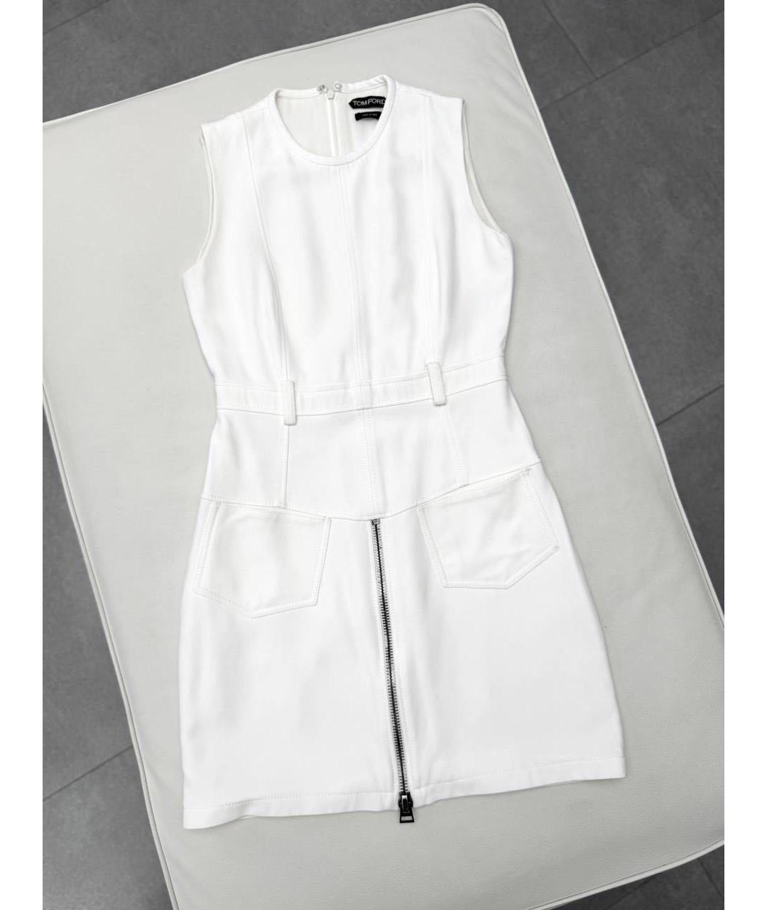 TOM FORD Белое вискозное коктейльное платье, фото 8