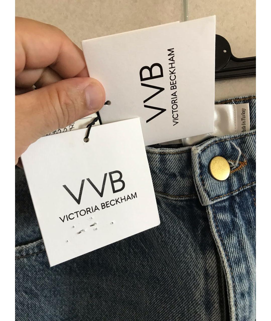 VICTORIA BECKHAM Голубые хлопковые прямые джинсы, фото 4