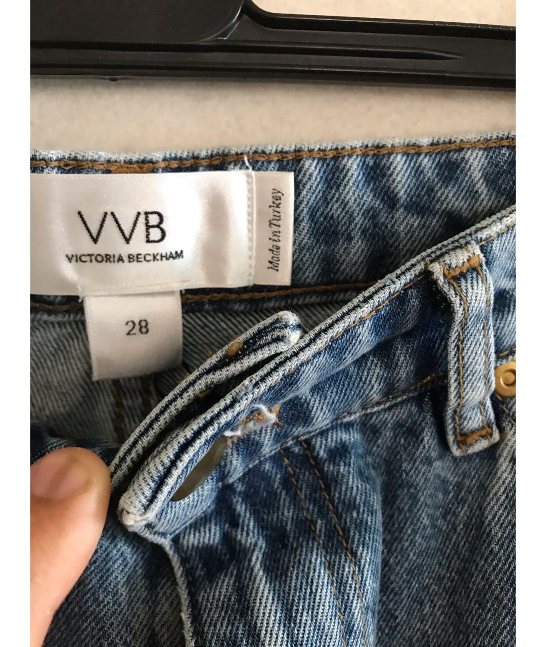 VICTORIA BECKHAM Голубые хлопковые прямые джинсы, фото 3